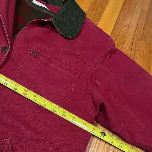 Womens Vintage LL Bean Chore Barn Coat T540 Red Made in USA Removable Wool Liner - Picture 7 of 15